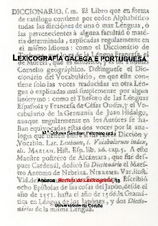 LEXICOGRAFÍA GALEGA E PORTUGUESA